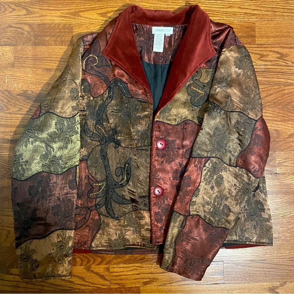 Vintage Coldwater Creek Patchwork Button-up Jacket